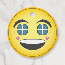 Lycklig anime ansikte gåvor etiketter