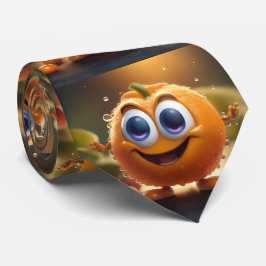 Lycklig Animerad 3d Orange, Greengrocer Necktie Slips