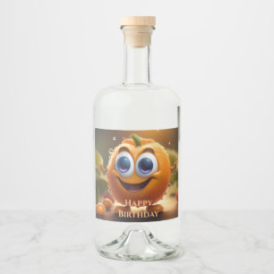 Lycklig Animerad 3d-Orange Spritflaskor Etikett