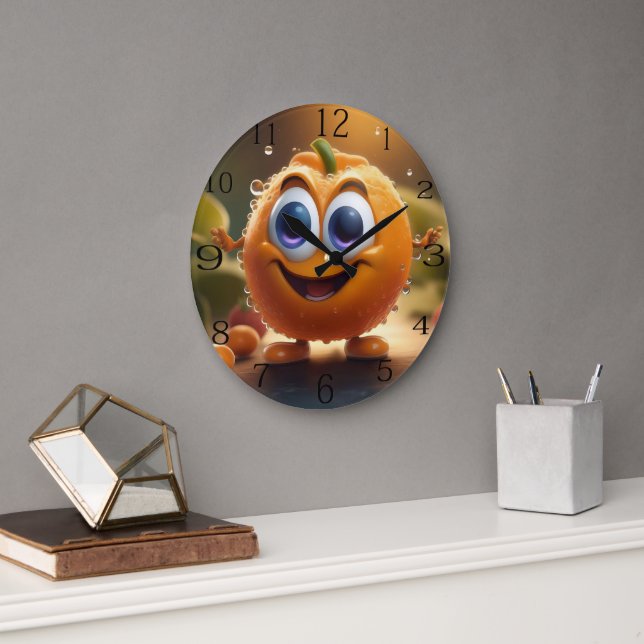 Lycklig Animerad 3d-Orange Stor Klocka (Kontor)