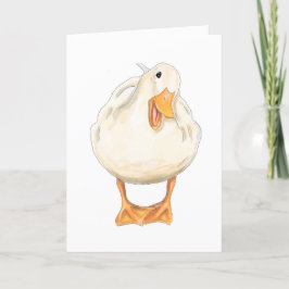 Lycklig Anka, Cute Animal, Handmade, vattenfärg Helgkort