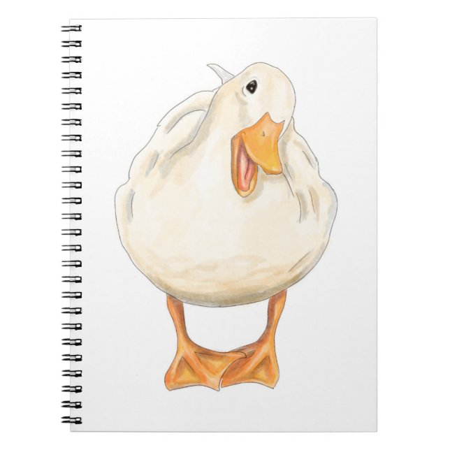 Lycklig Anka, Cute Animal, Original Art, Vattenfär Anteckningsbok (Framsidan)