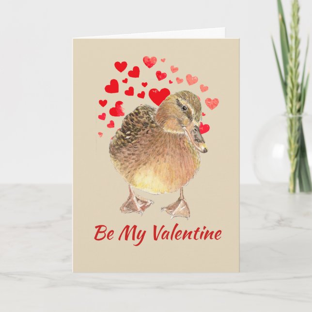 Lycklig anka för rolig valentin med det gulliga helgkort (Framsida)