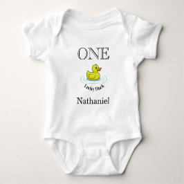 Lycklig Anka Kroppsoverall 1-års Födelsedagsoutfit T Shirt