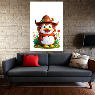 Lycklig anka med Hat | AI Art Poster