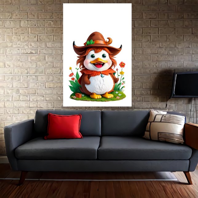 Lycklig anka med Hat | AI Art Poster (Skapare uppladdad)