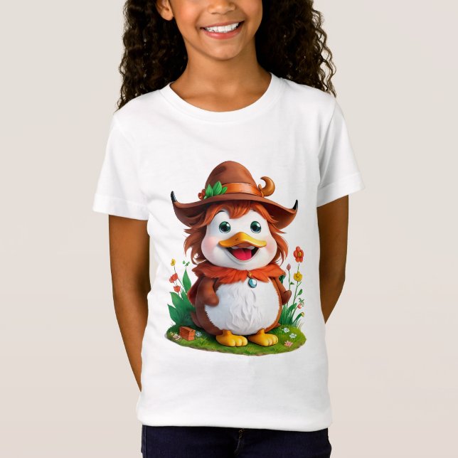 Lycklig anka med Hat | AI Art T Shirt (Framsida)