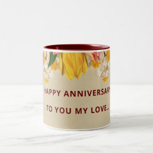 LYCKLIG ANNIVERSARI TILL DIG MIN KÄRLEK Två-Tonad MUGG