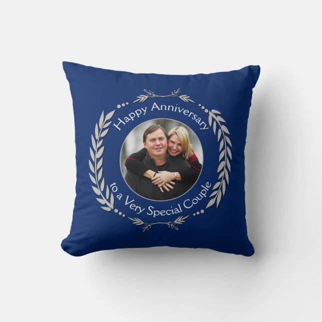LYCKLIG ANNIVERSARY | LÄGG TILL BILD | Royal Blue Kudde (Framsida)