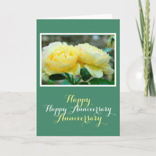 LYCKLIG ANNIVERSARY/TWO GUL ROS KORT