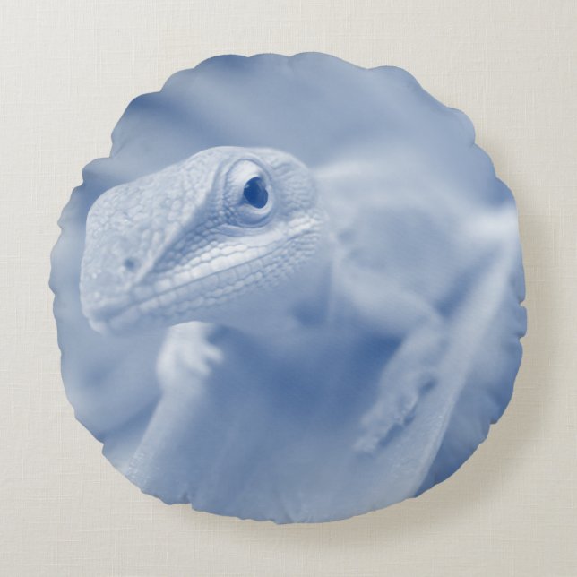Lycklig Anole Rund Kudde (Framsidan)