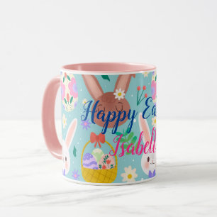 Lycklig Anpassa Påsk Cute Rabbits Mugg