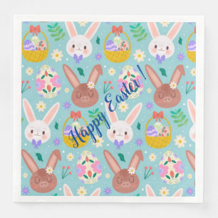 Lycklig Anpassa Påsk Cute Rabbits Pappersservett