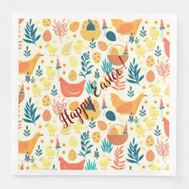 Lycklig Anpassa Påsk Cute Vintage Chicken Pappersservett