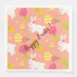 Lycklig anpassar Påsk-kyckling och kanin Pappersservett