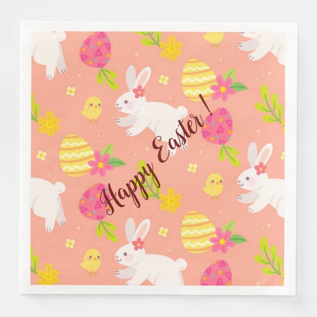 Lycklig anpassar Påsk-kyckling och kanin Pappersservett (Framsida)