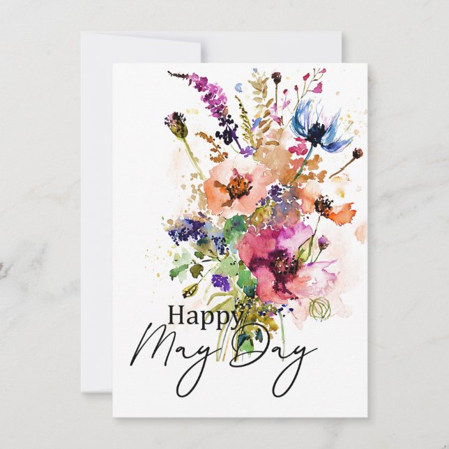 Lycklig anpassningsbar Day blommigt Kort (Framsida)