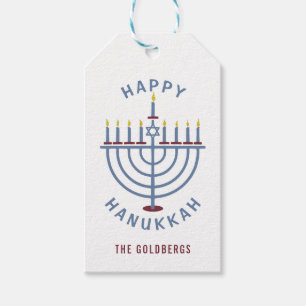 Lycklig anpassningsbar för Hanukkah menoraparty Presentetikett