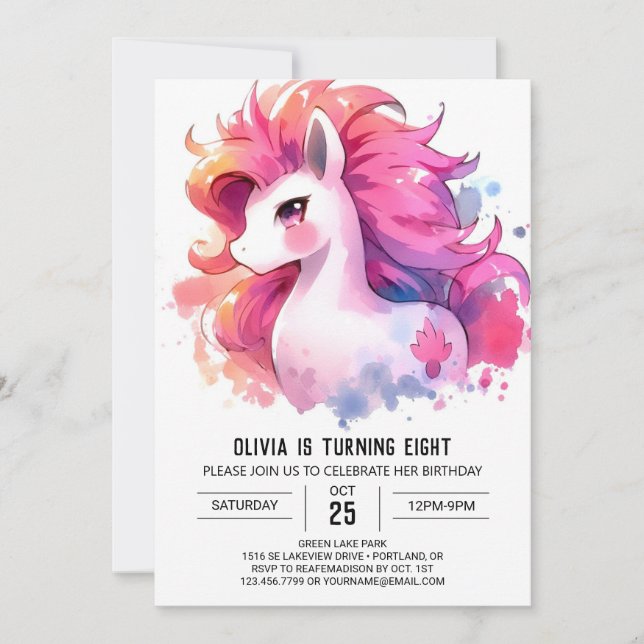 Lycklig Anpassningsbar Horse Birthday Inbjudningar (Framsida)