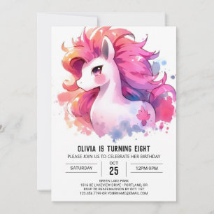 Lycklig Anpassningsbar Horse Birthday Inbjudningar