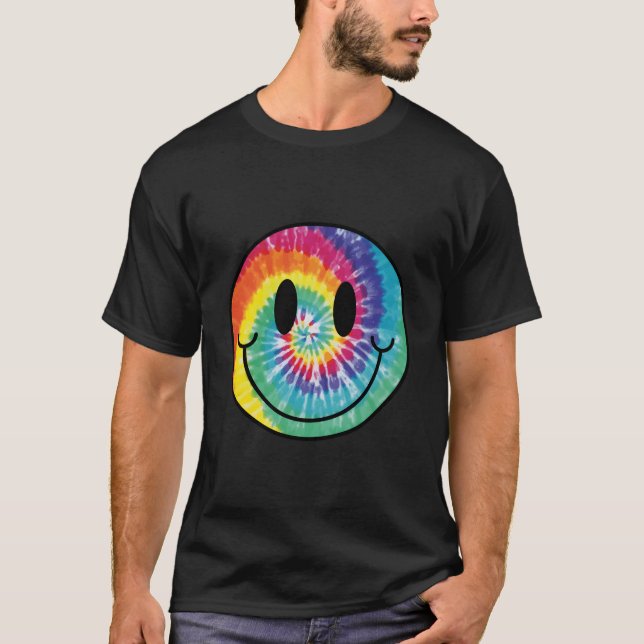 Lycklig Ansikte Aesthetic Tie Dye Smile Ansikte T Shirt (Framsida)