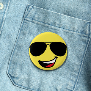 Lycklig Ansikte Aviator Sunglasses roligt söt gult Knapp