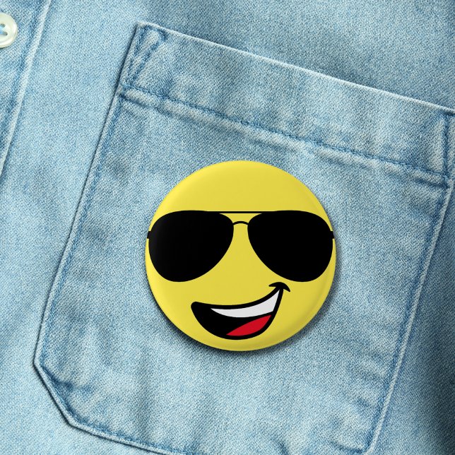 Lycklig Ansikte Aviator Sunglasses roligt söt gult Knapp (Skapare uppladdad)