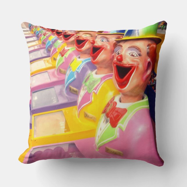 Lycklig Ansikte Clowns, Stor Throw Cushion. Kudde (Framsida)
