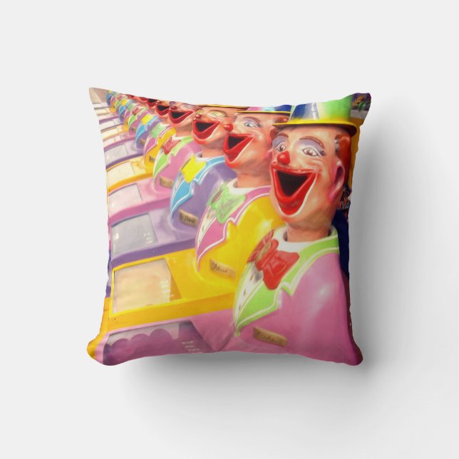 Lycklig Ansikte Clowns, Throw Cushion. Kudde (Framsida)