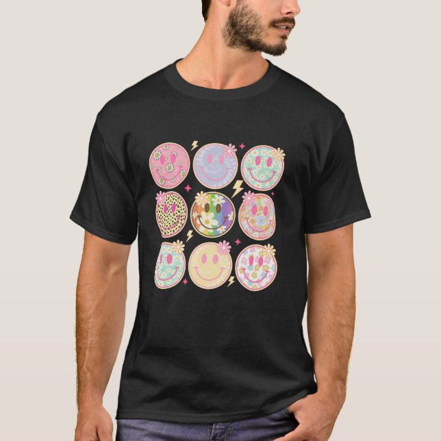 Lycklig Ansikte Daisy Flower Shirt Preppy Aestheti T (Framsida)
