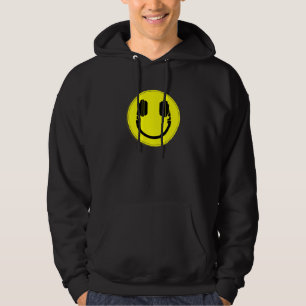 lycklig ansikte dj-hörlurar, musik hoodie