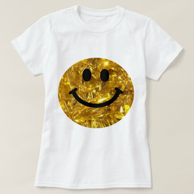 Lycklig Ansikte Faux Sparkly Guld Bling - gnistran Tröja (Design framsida)