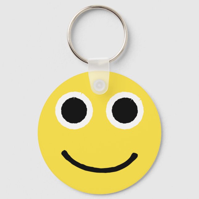 Lycklig Ansikte Gult Smiling Emoticon Emoji Nyckelring (Framsida)