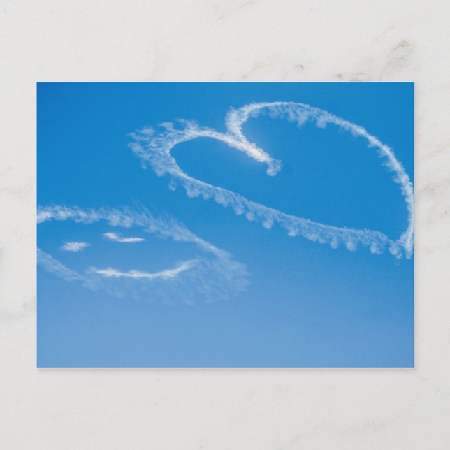 Lycklig Ansikte & Heart Blå himmel vykort (Framsida)
