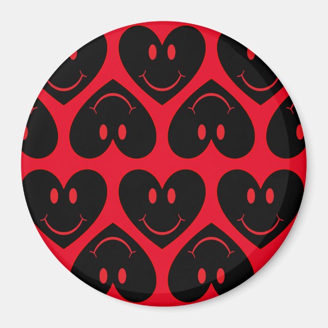 Lycklig Ansikte Heart Magnet (Framsidan)