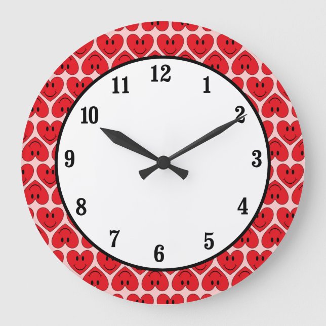Lycklig Ansikte Heart Stor Klocka (Framsida)