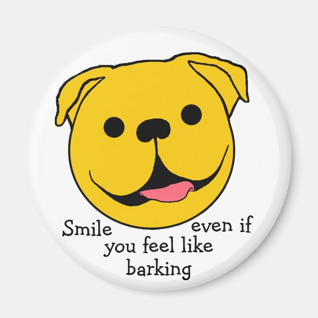 Lycklig Ansikte Hund Magnet (Framsidan)