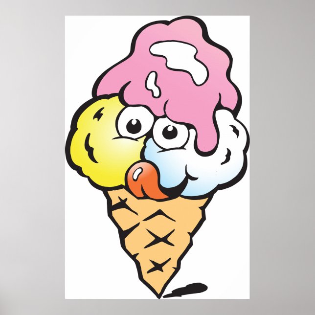Lycklig Ansikte Ice Cream Poster (Framsidan)