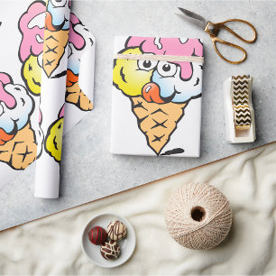 Lycklig Ansikte Ice Cream Presentpapper