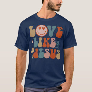 Lycklig Ansikte Kärlek som Jesus Faith Christian T Shirt