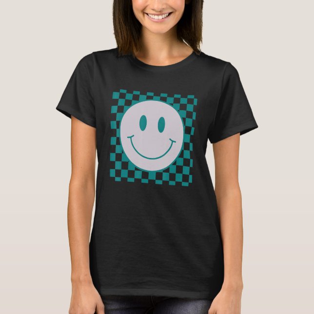 Lycklig Ansikte Kontrollerade Mönster sjömil Ansik T Shirt (Framsida)