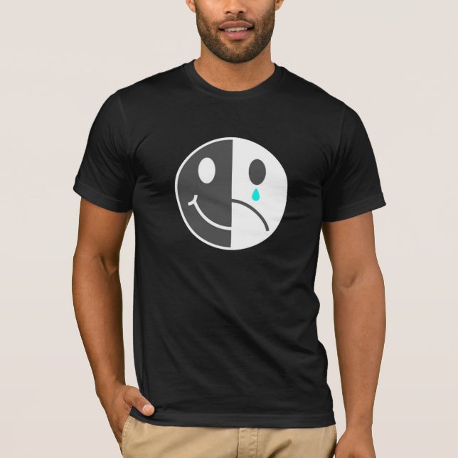 Lycklig Ansikte Ledsen Ansikte T-Shirt (Framsida)
