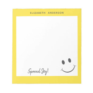 Lycklig Ansikte ler Spread Joy Add Namn Anteckningsblock