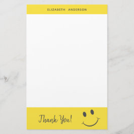 Lycklig Ansikte ler Tack Lägg till Namn Brevpapper