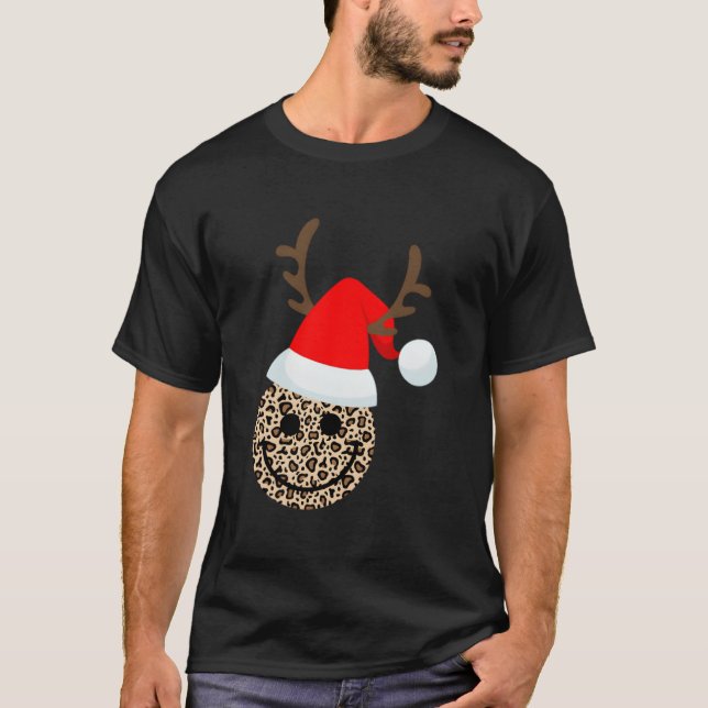 Lycklig Ansikte med Santa Smile Ansikte T Shirt (Framsida)