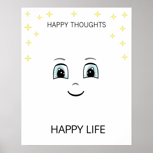 Lycklig ansikte med stjärnor som motiverar poster (Framsidan)