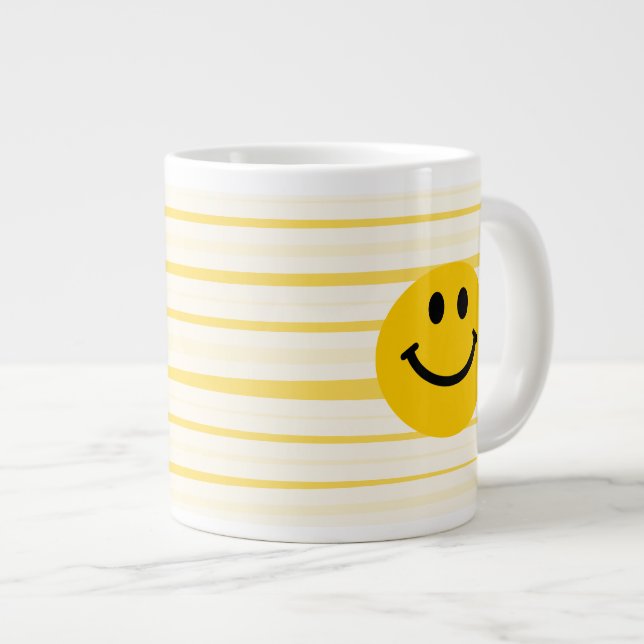 Lycklig Ansikte om den soliga gulten rand Jumbo Mugg (Framsida höger)