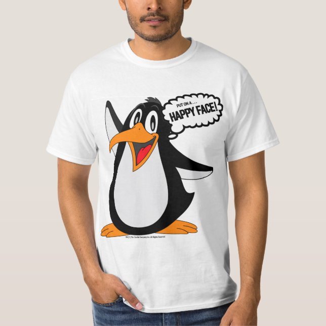 ’Lycklig Ansikte Penguin’ T-Shirt (Framsida)
