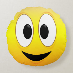 Lycklig Ansikte Rund Kudde