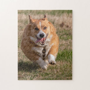 Lycklig Ansikte Running Corgi Pussel